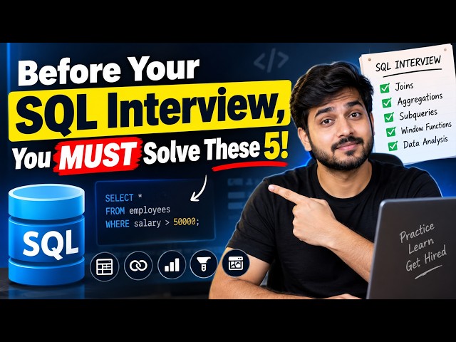 Before Your SQL Interview, Solve These 5! SQL interview questions & answers for Data analyst🚨