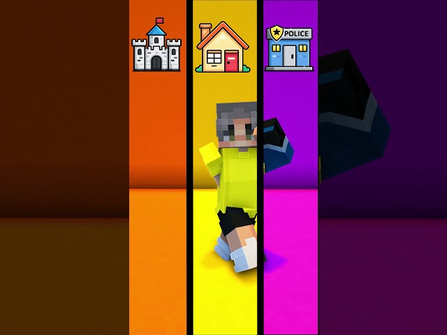 ARMY vs. HOUSE vs. COP in Minecraft! #minecraft #shorts