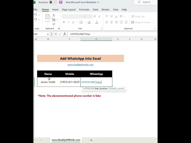 Add WhatsApp Into Excel