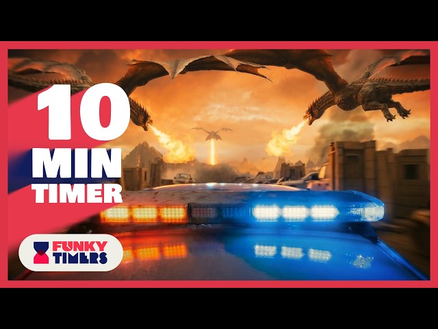 10 Minute Police Chase Classroom Timer | Police Countdown Timer 4K
