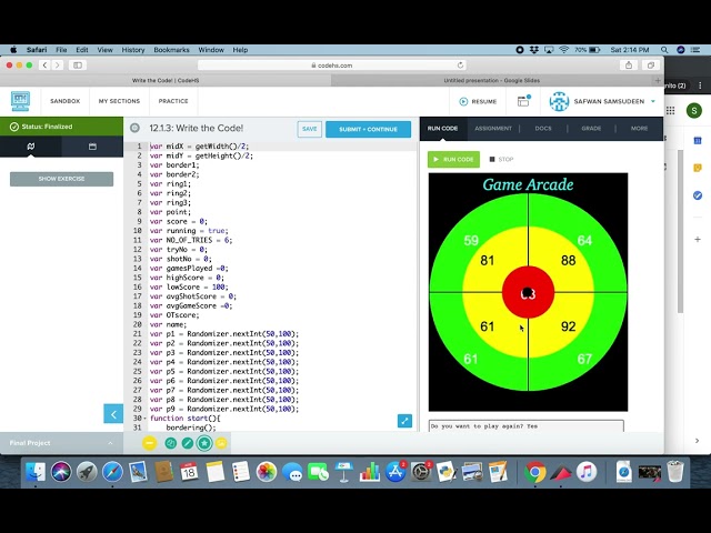 CodeHS: Dart Game