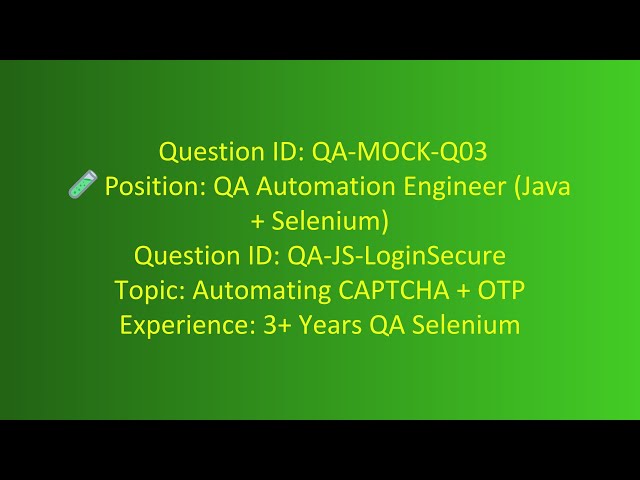 Automation Testing | Mock Interview Questions | Java with Selenium |  Real Interview Question 3