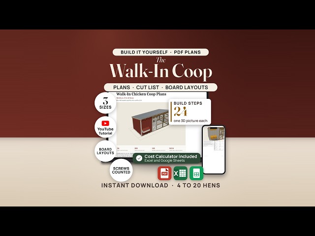 Walk-In Chicken Coop Plans: Full Walkthrough (3 Sizes, Cut List, Board Layouts, Cost Calculator)