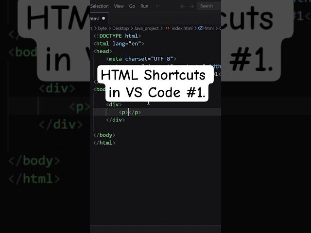 HTML Shortcuts in VS Code #1 | #shorts