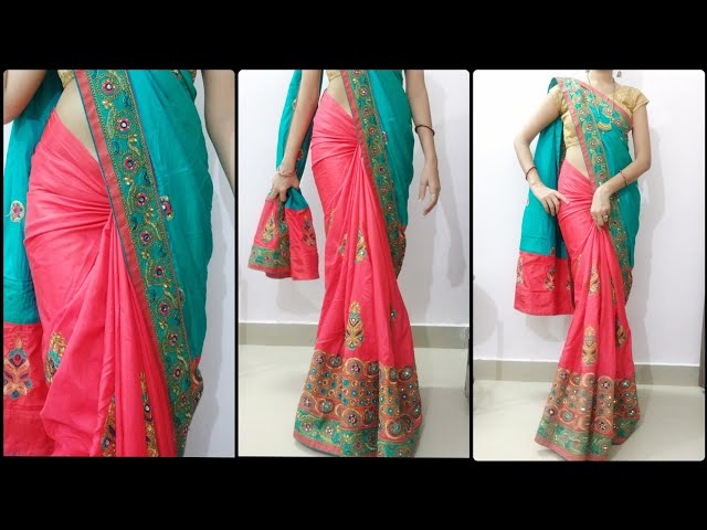 बॉडर वाली टाइट फिटिंग साड़ी पहनने का आसान तरीका trick / How to Wear Tight Fitting Heavy Border Saree.