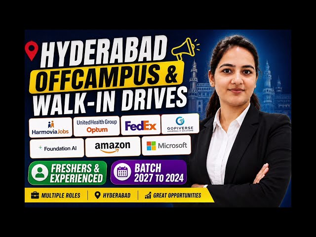 Hyderabad IT Jobs 2026 🔥 Amazon, Microsoft, FedEx, Optum & More | Freshers + Experienced | Walk-In