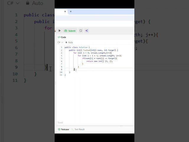 Two Sum - Brute Force Approach #leetcode #coding #problemsolving #dsa