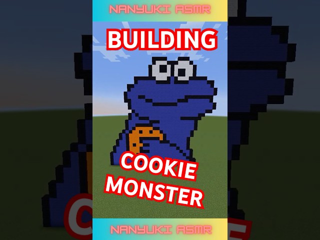 COOKIE MONSTER PIXEL ART IN MINECRAFT🤭DO YOU LOVE CHOCOLATE COOKIE🍪ASMR😴 #shorts #minecraft #asmr