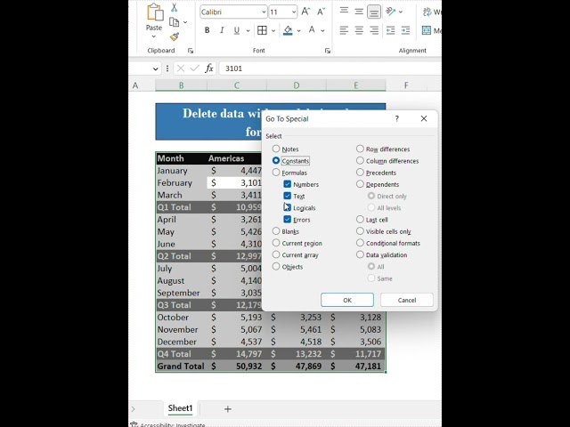 Delete data without deleting the formulas in a data table using this Excel hack