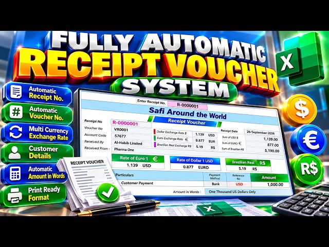 Fully Automatic Receipt Voucher System in Excel | Payment Receipt Voucher in Excel | Receipt Voucher