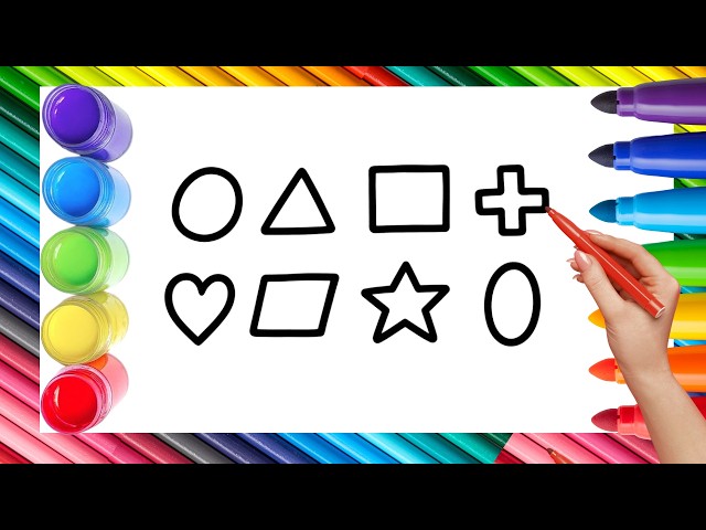 How To Draw cute Shape Drawing, Painting & Coloring For Kids and Toddlers_ Child Art🌈🎨 🐋