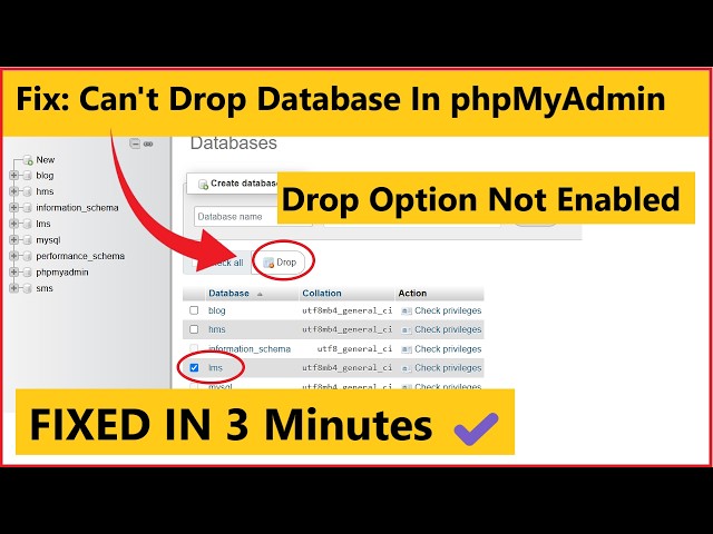 How to enable Drop/Delete database option in XAMPP phpMyAdmin