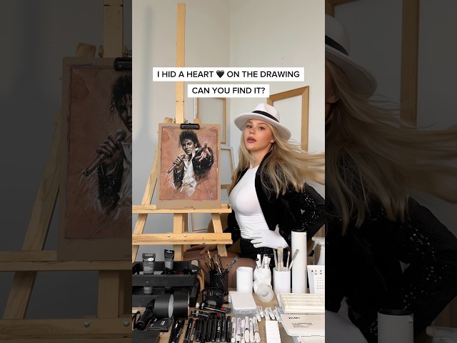 DRAWING, BUT I CAN USE ONLY 2 COLORS! 🖤🤍 Did you find a hidden heart? #art #short #michaeljackson