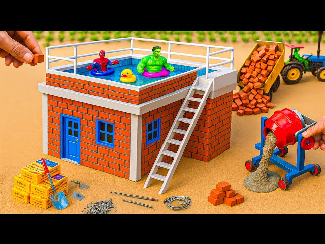 DIY Construction Science Project - Building a Modern Mini Bricks and Hard Cement House Construction
