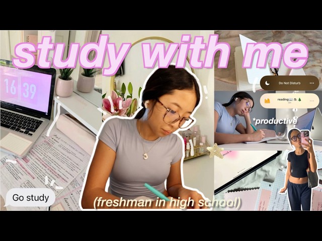 STUDY WITH ME ☁️🌷📚 *freshman* (productive, realistic, tips, high school)