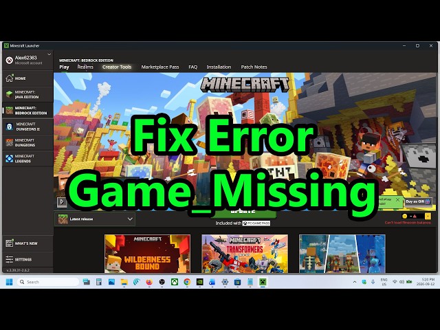 Fix Minecraft Error Bedrock Didn't Start Error Code GAME_MISSING On PC