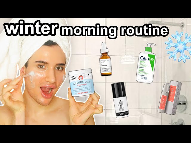 MY 10 Step WINTER MORNING SKINCARE ROUTINE to Fight Acne Dark Spots and Dry Patches!