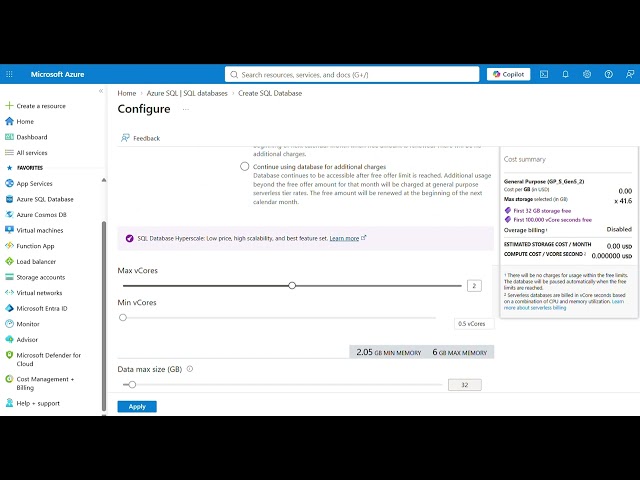Create Azure SQL Database