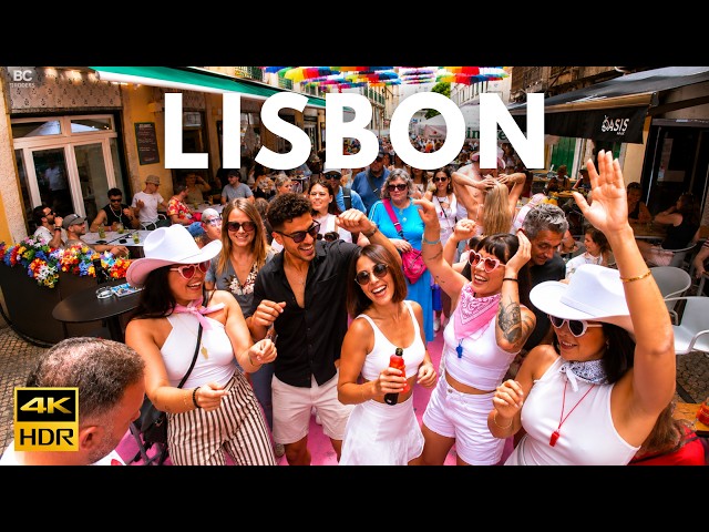 LISBON Walking Tour 🇵🇹 This Is Real Lisbon | Pink Street PARTY, Time Out & City Life 4K HDR