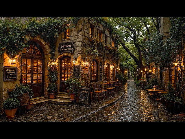 Escape to a Rainy Vintage Café Bakery ☕ Cozy Jazz Amience & Rain Sounds for Quiet Evenings & Study🌧️