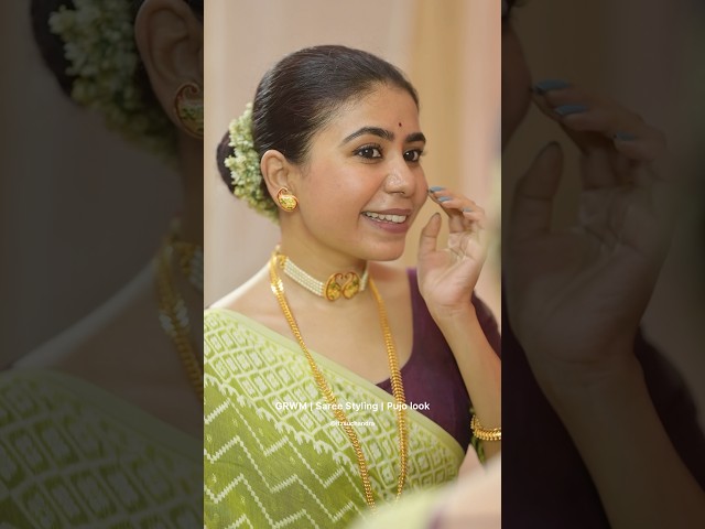 Pujo🧿#saree #grwm #durgapuja #wedding #bengali #yt #makeuptutorial #hair #short #makeup #facialhair