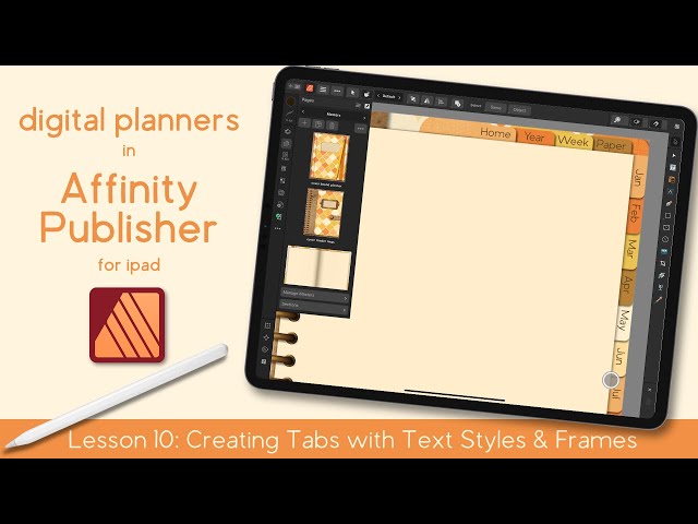 Realistic Digital Planner Tabs with Text Frames & Styles | Affinity Publisher iPad | Journal Design