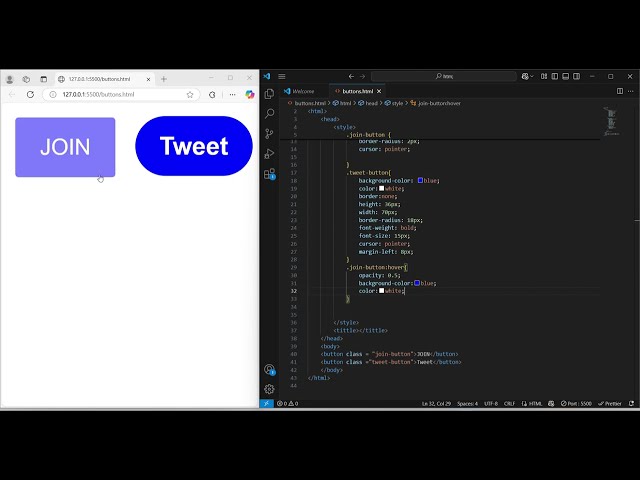 🔥 Create YouTube Join & Tweet Buttons with HTML & CSS | Step-by-Step Tutorial