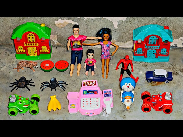 Dekho bacho jangli janwar spiderman ke piche pad gaye - gadi wala cartoon video