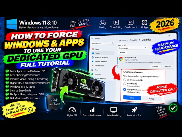 How to Force Windows & Apps to Use your Dedicated GPU Full Tutorial