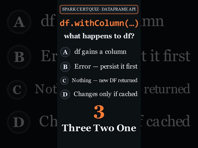 Spark Certification Quiz: withColumn() #apachespark #dataengineering
