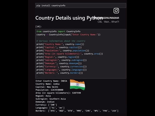 Get Country Details using Python: #coding #programminglanguage #python #country #detailing #get