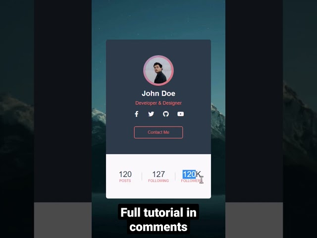 Amazing Profile Card Using Only HTML & CSS