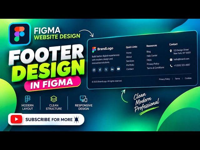 🎨 Figma Footer Design Tutorial | Create a Modern Website Footer