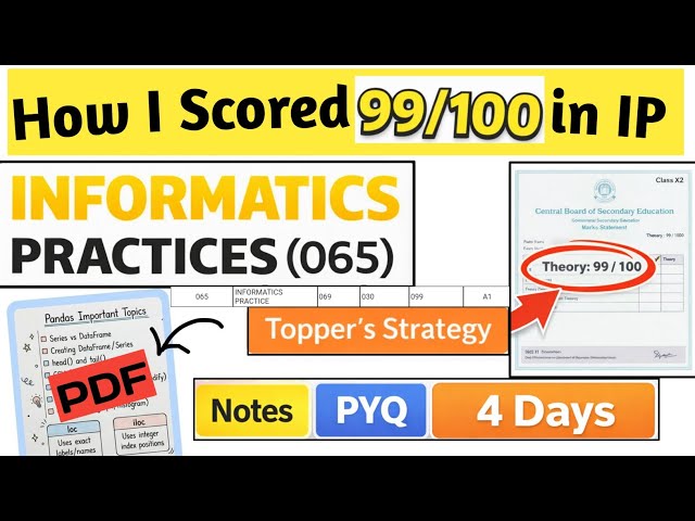 CBSE Class 12 IP (065) Board Exam Strategy 2026 | Score 95+ in 2 Days ⚡