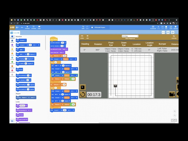 VEXcode VR Grid Map Spiral Level 3