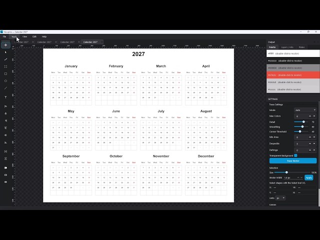 How to Create 2027 Calendars in SVG Format | Vecspine Calendar Generator Tutorial
