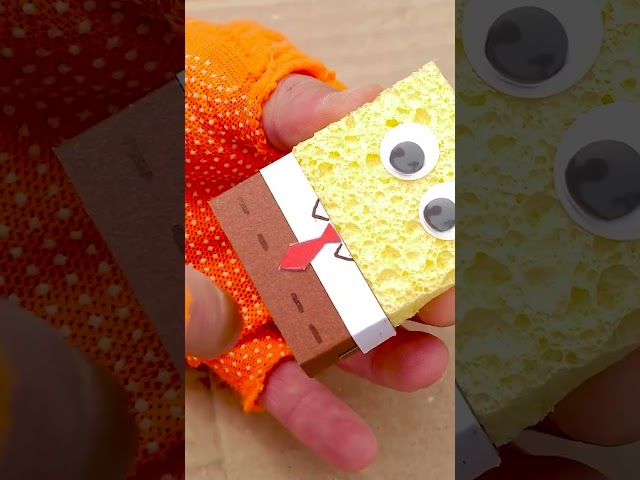 Make Sponge Bob From Leftover Kitchen Sponge 🧽🍍
