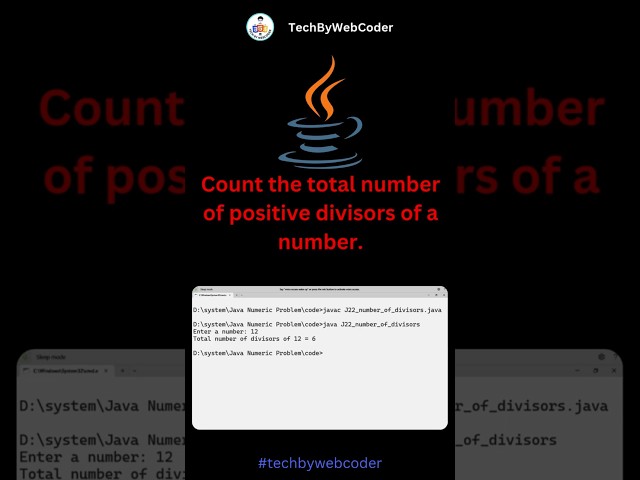 Day 22: Number of Divisors in Java