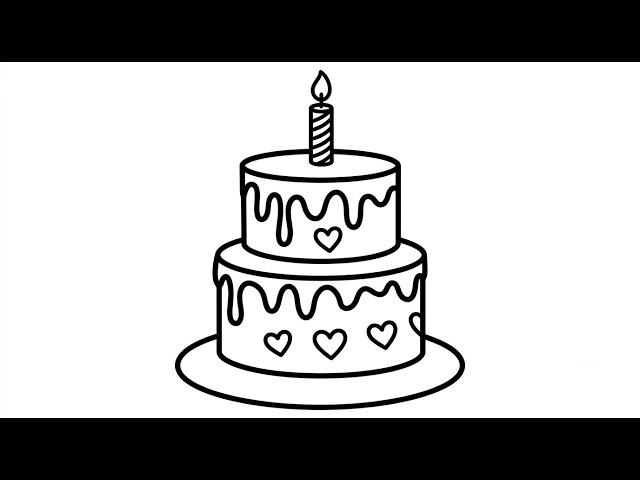 Birthday Cake Drawing, Painting and Coloring Step-by-Step For kids & Toddlers | Learn Colors
