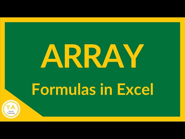 What is an Array Formula in Excel??? - Tutorial