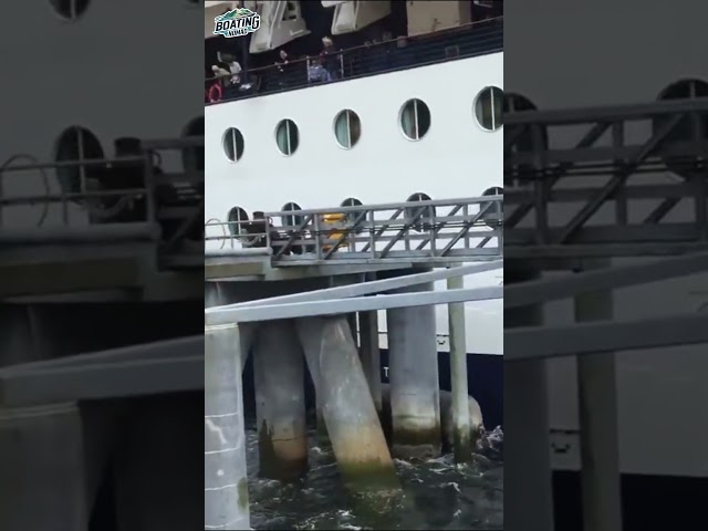 A mega Cruise Ship crashed into the Pier and Destroyed it !!
