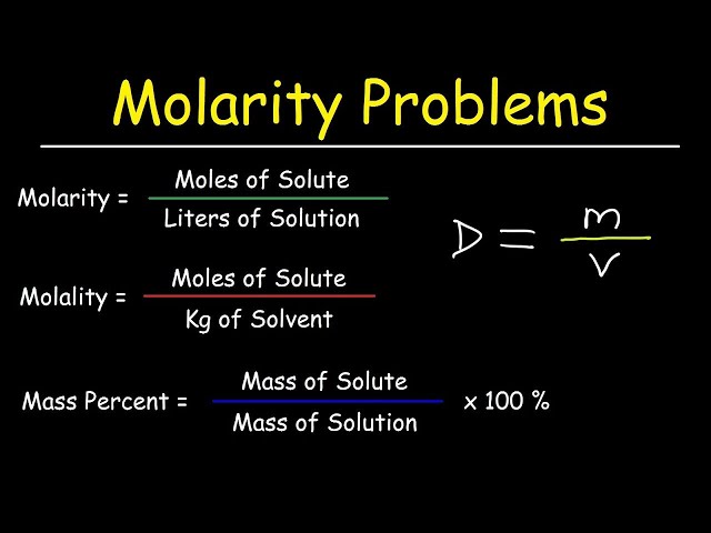 Molarity, Molality, Volume & Mass Percent, Mole Fraction & Density - Solution Concentration Problems