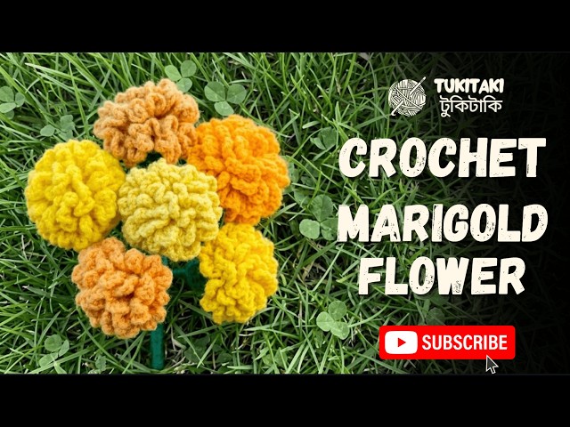 How to Crochet Marigold Flower | Quick & Easy Genda Tutorial for Beginners | #tukitakicrochet