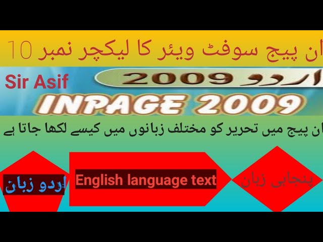 Lecture No 10 How to write different languages in inpage software.