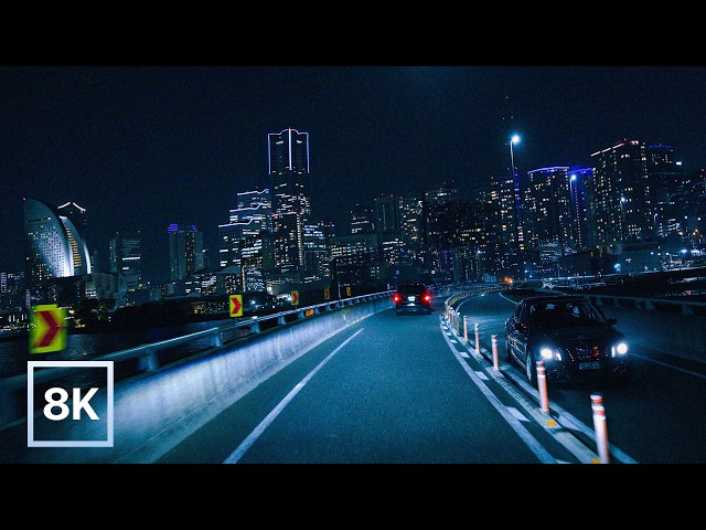 Relaxing Night Drive in Yokohama / 8K 60fps HDR / Soft Lofi Beats