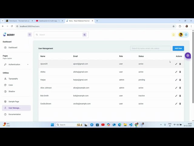 Berry React Admin Tutorial: Add User Management Page (Material UI + React)