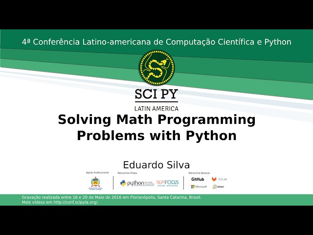 SciPyLA2016 - Solving Math Programming Problems w/ Python