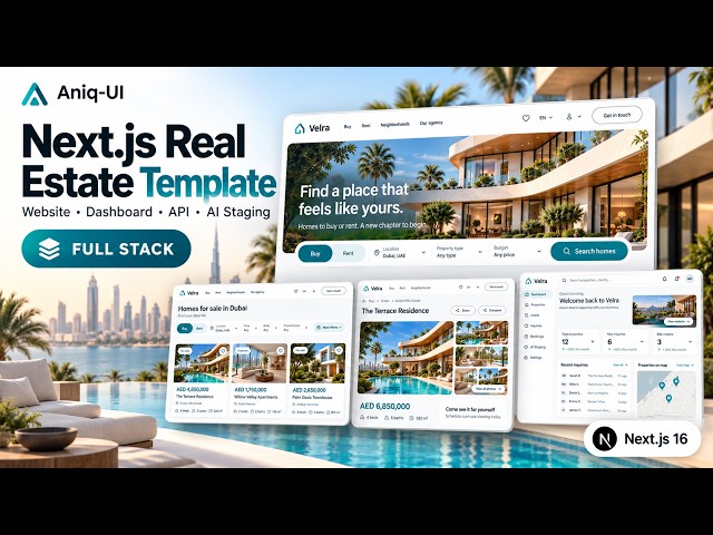 Full Stack Next.js Real Estate Template | Agency Dashboard, NestJS API & AI Staging