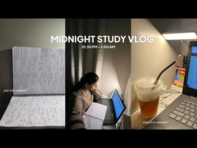 productive midnight study vlog ★ | 3 hour lock in session, studying until 1 AM