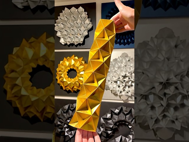 【ASMR】Origami; Triangles tower - Gold